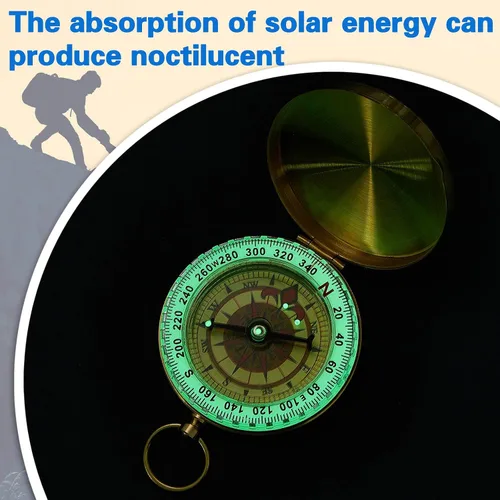 Vista 5 de Dunzy 12 Pcs Camping Survival Compass Glow in the Dark Metal Pocket Compass for Hiking Military Navigation Tool for Hiking Hunting Climbing Camping