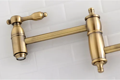 Vista 3 de Kingston Brass KS3103TAL - Grifo de cocina para relleno de olla de montaje en pared, latón antiguo