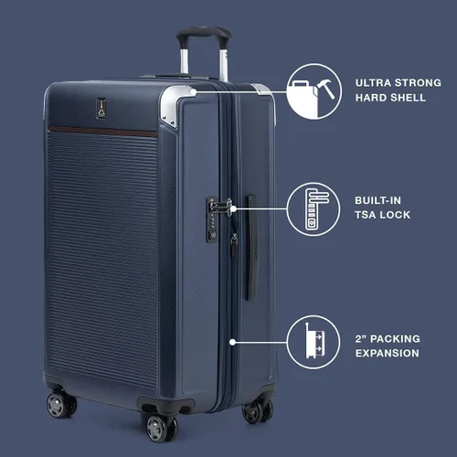 Vista 4 de Travelpro Platinum Elite Hardside - Maleta de policarbonato con cierre TSA, Azul Marino(True Navy Blue), Platinum Elite Hardside - Maleta
