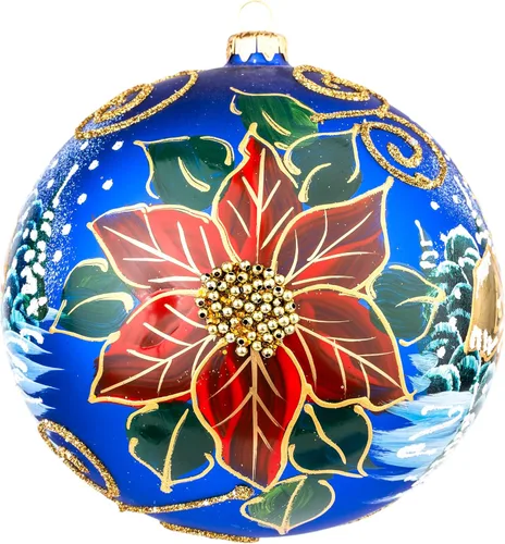 Vista 5 de Adorno de Navidad de Polish Gallery, Explosión Invernal, Bola de Vidrio Soplado (Oro, 6-pulgadas Ø/150mm)