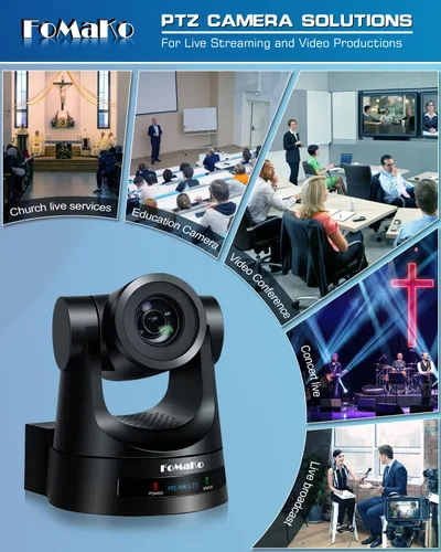 Vista 3 de FoMaKo Cámara PTZ HDMI, Seguimiento Automático AI Gen 3, Zoom Óptico 20x, Colores Fieles a la Vida, PoE, Cámara PTZ HDMI para Servicios de Iglesia