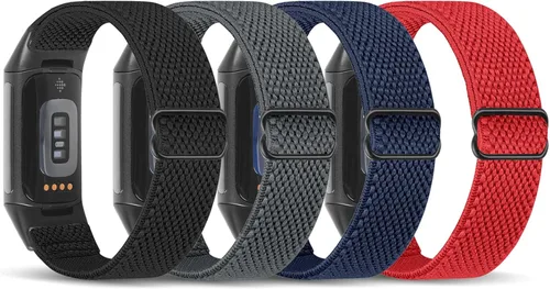 Vista 16 de enkic Bandas elásticas de nailon compatibles con Fitbit Charge 5, paquete de 4 correas elásticas suaves y ajustables, transpirables, correa