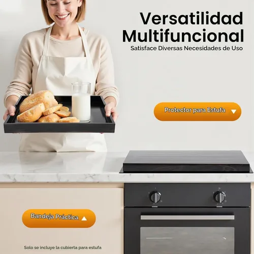 Vista 3 de Tabla de cubierta superior de estufa de madera para quemador de gas y estufa eléctrica, tabla de cortar extra grande de madera de pino de 30 x 22