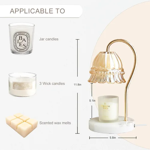 Vista 3 de Lámpara calentadora de velas TUOTGOYEZ con temporizador y regulador, lámpara calentadora de velas eléctrica con 2 bombillas para velas perfumadas