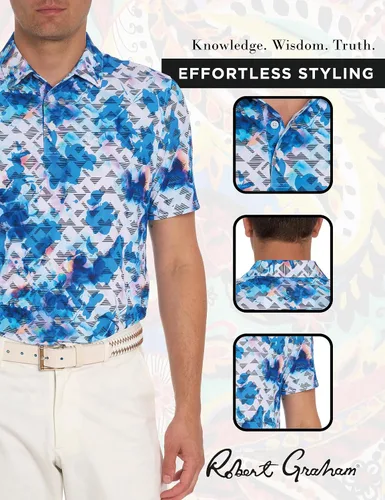 Vista 5 de Robert Graham Polo de manga corta Fisher Performance para hombre