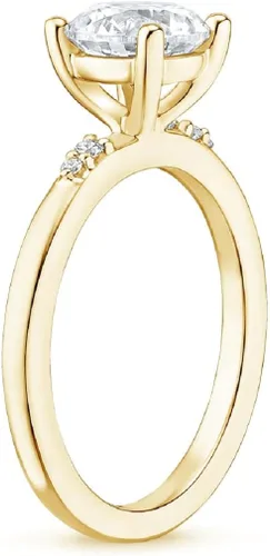 Vista 2 de Anillo de compromiso hecho a mano de oro amarillo macizo de 10 quilates de 1.0 quilates con diamante de moissanita de corte marquesa de 1.0