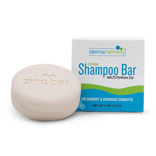 Vista 2 de Pastilla de jabón Dermaharmony con 2% de piritiona de zinc para caspa y dermatitis seborreica - Menta (4 onzas)