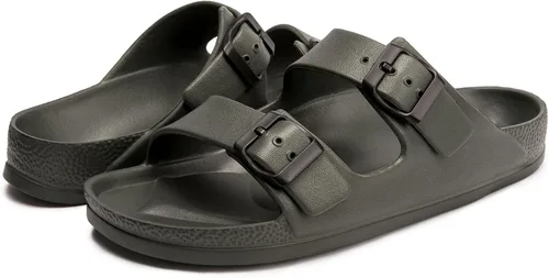 Vista 6 de FUNKYMONKEY - Sandalias bajas cómodas para mujer, hechas de etilvinilacetato, ajustables con hebilla doble