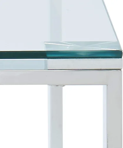 Vista 7 de Whi Mesa de café contemporánea, cristal y cromo, PLATA