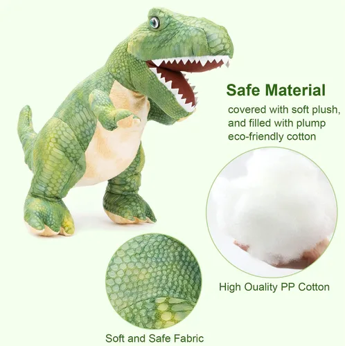Vista 3 de PUNP Peluche de dinosaurio gigante, juguete de peluche T Rex, 22 pulgadas, tiranosaurio de peluche, regalo para niños, verde