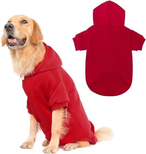 Vista 40 de KOOLTAIL Sudadera básica con capucha para perro, suave y cálida, con agujero para correa y con bolsillo, abrigo de invierno para perros, ropa