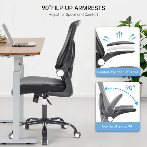 Vista 7 de Silla de oficina, silla de escritorio ergonómica con soporte lumbar ajustable, silla giratoria de malla transpirable para computadora