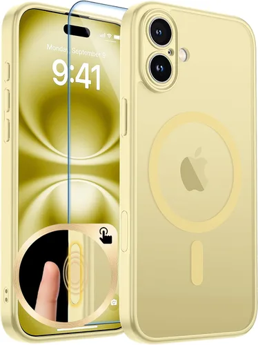 Vista 266 de zapica Funda magnética para iPhone Air, con protector de pantalla de vidrio templado, compatible con MagSafe, translúcida mate, a prueba de golpes