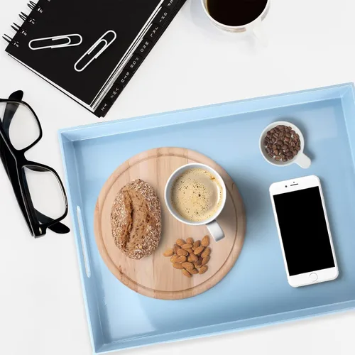 Vista 5 de Spsyrine - Bandeja de servir con asas, bandeja decorativa de plástico para mesa de café, sala de estar, decoración del hogar, 3040B