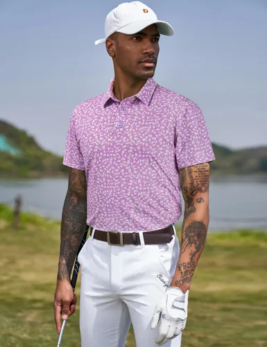 Vista 141 de TAPULCO Camisetas tipo polo de secado rápido para hombre, diseño de camuflaje, atléticas, ligeras, transpirables, casuales, para golf