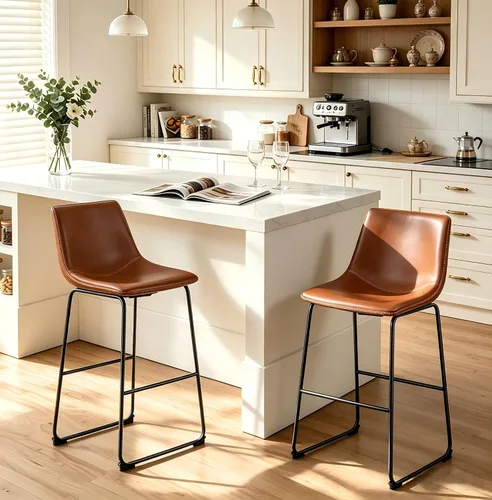 Vista 9 de OLIXIS 26" Counter Height Bar Stools Set of 2 for Kitchen Negro