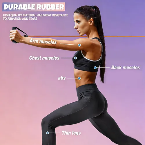 Vista 5 de RitFit Single Resistance Exercise Band with Comfortable Handles - Ideal for Physical Therapy, Strength Training, Muscle Toning - Foam Padding Door