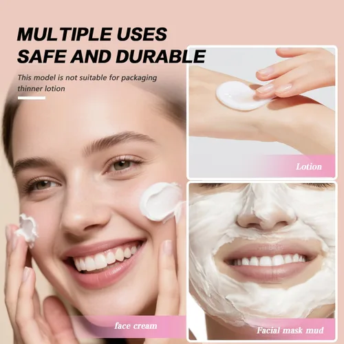 Vista 3 de 6 unidades de 8.5 fl oz/8 oz blanco vacío plástico cosméticos contenedores con tapa redonda para crema facial DIY exfoliante corporal máscara loción