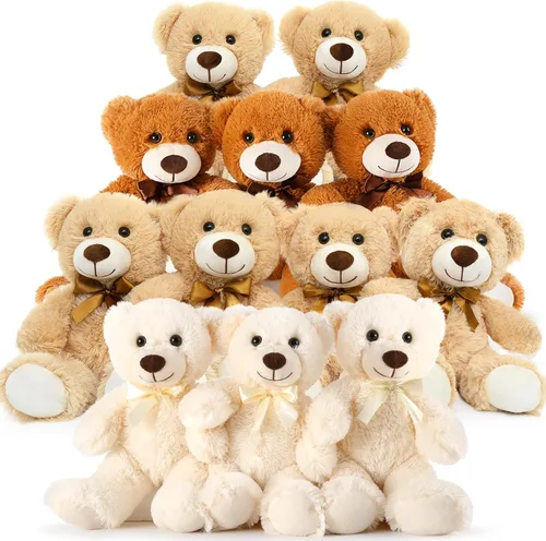 Vista 21 de MaoGoLan - Osos de peluche, paquete de 3 osos de peluche, regalo de cumpleaños o centro de mesa para niñas, 13.5 pulgadas
