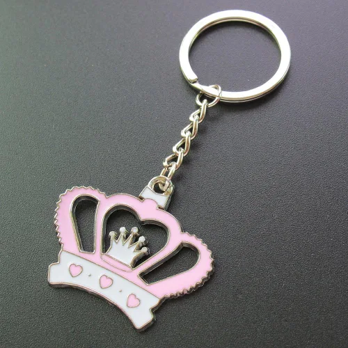 Vista 2 de 12 llaveros de corona rosa para baby shower, regalo de cumpleaños para invitados, corona, llavero, decoración de mesa, caja de regalo rosa, Rosado