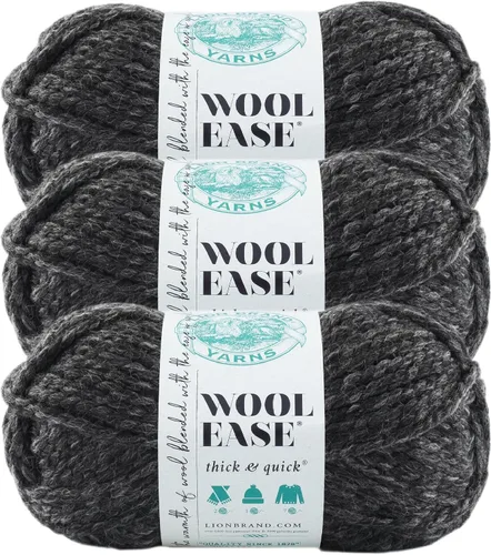 Vista 15 de Lion Brand Yarn - Ovillo de lana Wool-Ease Thick & Quick color fuerza aérea Super Bulky Wool Acrylic Blend Fiber for Soft Hats, Sweaters, Chunky