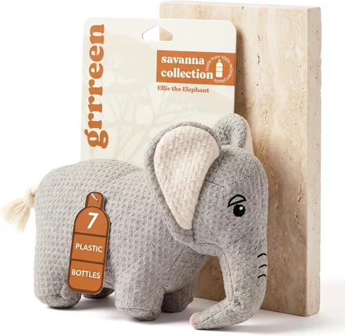 Vista 8 de Juguete de peluche prémium para perro, elefante de peluche, pequeño respetuoso con el medio ambiente 100% plástico reciclado, juguete lindo