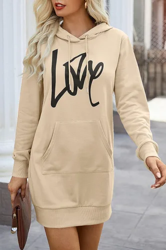 Vista 2 de PRETTYGARDEN Sudadera con capucha para mujer, de otoño, a la moda, con cordón, ligera, manga larga, sin botones, vestido con capucha