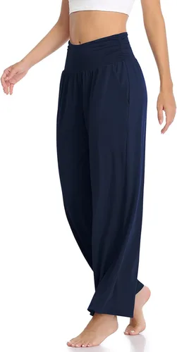 Vista 3 de TARSE - Pantalones de pierna ancha para mujer, pantalones deportivos informales y holgados para yoga, pantalones sueltos, cómodos, para descansar