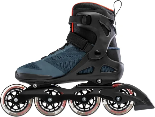 Vista 4 de Rollerblade Macroblade 90 Patines en línea de fitness para hombres adultos, Azul Orión/Naranja Picante, Patines en línea de rendimiento