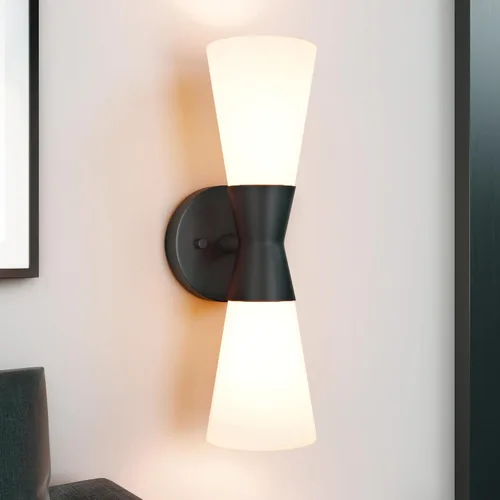 Vista 17 de Aplique de pared para baño, apliques modernos negros de 13 pulgadas, decoración de pared, accesorios de pared interiores para sala de estar