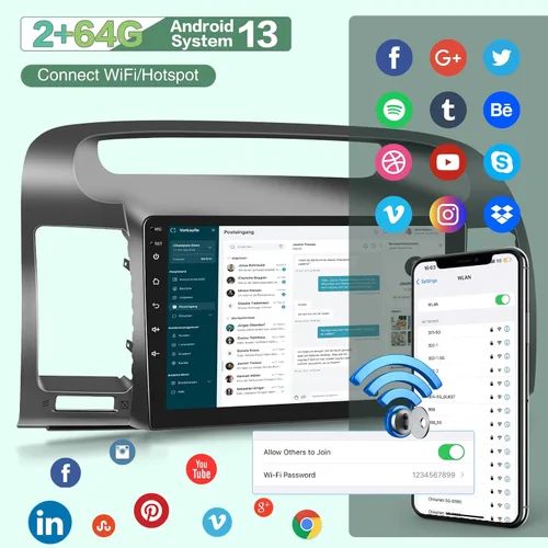 Vista 3 de [2G+64G] Radio de coche Android para Toyota Camry 2000 2001 2002 2003 2004 2005 2006, pantalla táctil estéreo de 9 pulgadas, Carplay/Android