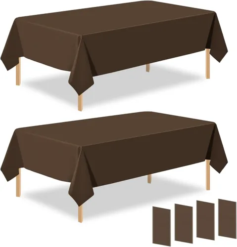 Vista 31 de Paquete de 2 manteles rectangulares desechables de plástico negro de 54 x 108 pulgadas, manteles de plástico negro para cumpleaños, bodas