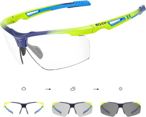 Vista 15 de SCVCN Gafas de sol deportivas fotocromáticas para ciclismo, gafas transparentes para hombres y mujeres, protección UV400, MTB BMX, pesca, correr, S86