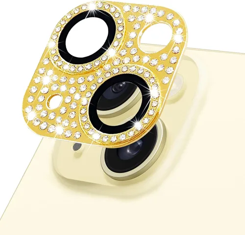 Vista 21 de Protector de lente de cámara para iPhone 13 & iPhone 13 Mini, brillante con diamantes de imitación 3D con purpurina, cubierta de cámara de vidrio