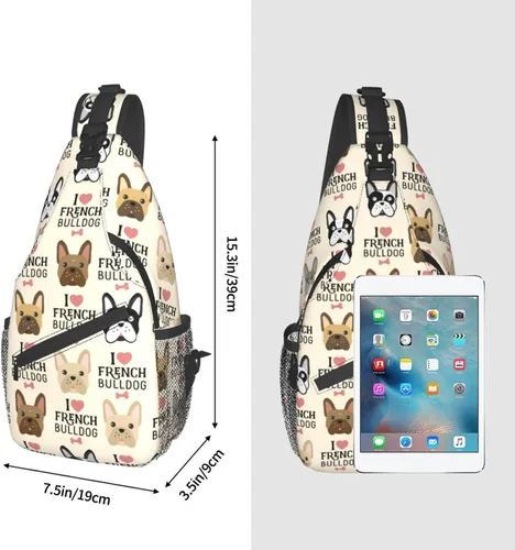 Vista 3 de Retro Skulls Crossbody Sling Mochila Hombro Pecho Urben Sling Bag Travel Senderismo Bolsa de pecho Mochila Mochila para mujeres y hombres, Bulldog