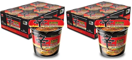 Vista 9 de Nongshim Taza de fideos Ramen instantáneos Shin Black Premium, paquete de 6, verduras gruesas y carne de res real, mezcla de sopa de ramen