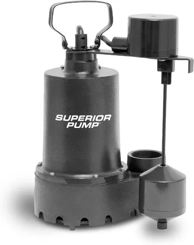 Vista 2 de Superior Pump 92053 Bomba sumergible de sumidero de hierro fundido con interruptor vertical, más válvula de retención de bota de goma de 1-1/2