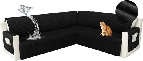 Vista 13 de HDCAXKJ Funda seccional de esquina impermeable para sofá de terciopelo en forma de L, fundas para sofá para mascotas, perros, suaves, resistentes