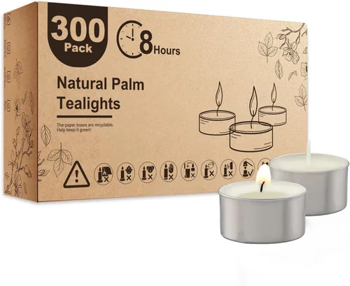 Vista 15 de Ashlux Velas de té sin perfume con forma de palma, paquete de 25 unidades a granel, 4.5 horas de combustión, velas de té blancas de larga duración