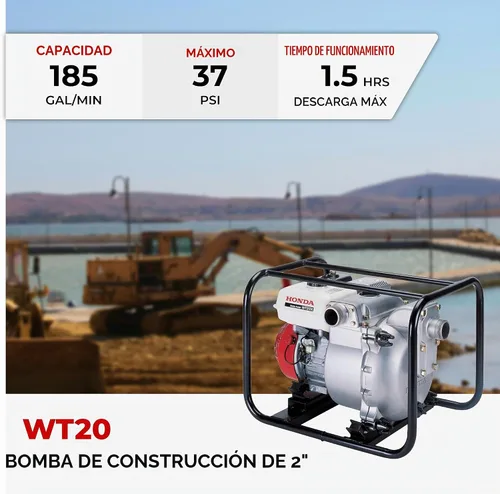 Vista 2 de Honda WT20 Bomba de basura de construcción a gas de 2 pulgadas (WT20XK4AC)