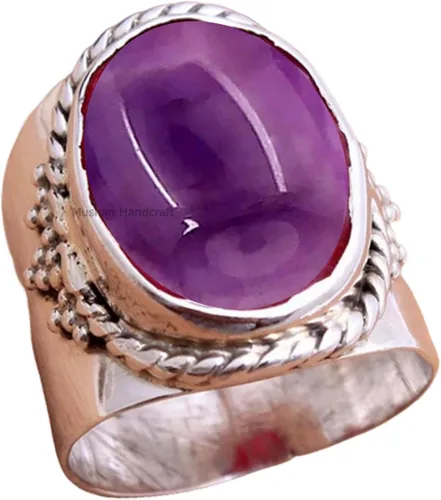 Vista 21 de Anillo de plata de ley 925 con piedras preciosas ovaladas auténticas, hecho a mano, hermoso regalo de Navidad para ella