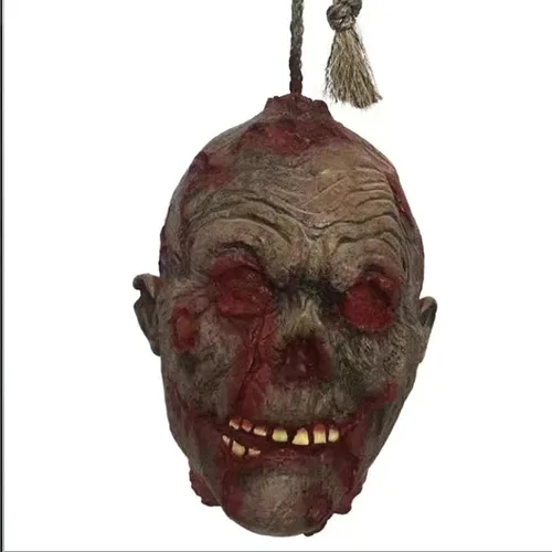 Vista 20 de Decoraciones colgantes de cabeza dividida para Halloween, cuerpo sangriento aterrador, cuerpo sangriento, tamaño real, real, accesorios de colgante