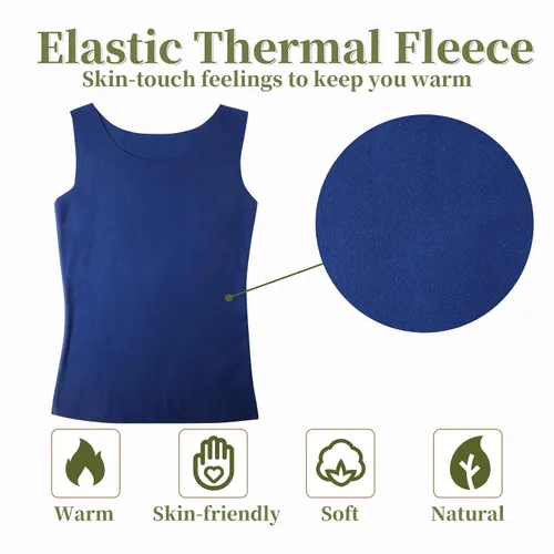 Vista 7 de Breathffy 6 piezas de camisetas térmicas sin mangas para mujer, ropa interior sin mangas, camisola de algodón, capa base cálida para mujer
