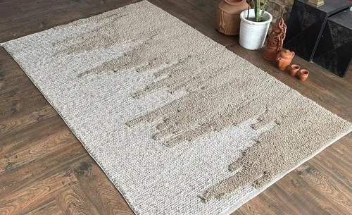 Vista 3 de Alfombra hecha a mano de lana dorada, fibra natural viscosa de fácil mantenimiento, alfombra para sala de estar, cama, habitación familiar, pisos