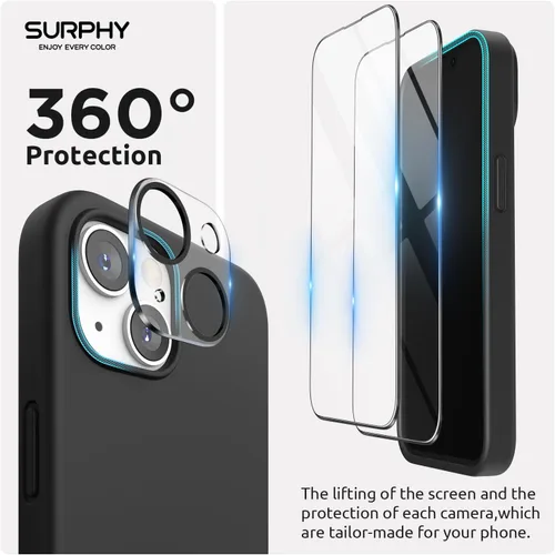 Vista 4 de SURPHY Funda 4 en 1 diseñada para iPhone 14 compatible con MagSafe (6.1 pulgadas, 2022), con 2 protectores de pantalla + funda para cámara, funda