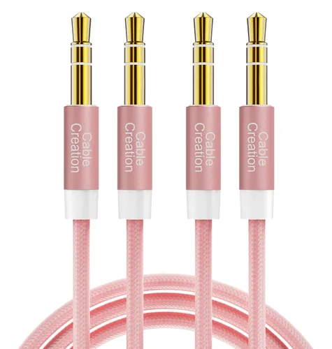 Vista 11 de CableCreation Cable Auxiliar para Auto (1-4 pies), Cable de Audio de 3,5 mm Enrollado de Macho a Macho, Cable Auxiliar Estéreo de 1/8 Pulgadas