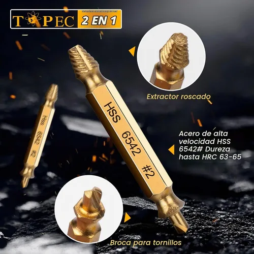 Vista 4 de TOPEC Juego de Extractor de Tornillos Pequeños, 13 Piezas Herramienta de Extracción de Tornillos Dañados, Kit HSS 6542 Easy Out para Sujetadores