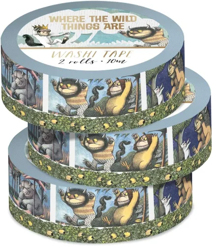 Vista 3 de Paper House Productions Where the Wild Things are - Juego de 2 rollos de cinta washi decorativa para álbumes de recortes y manualidades, personajes