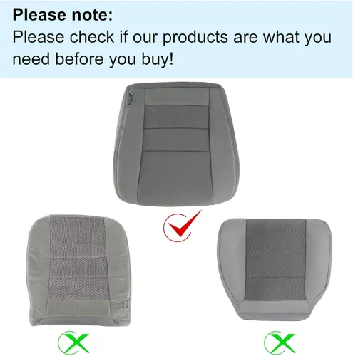 Vista 2 de SecosAutoparts Funda de Asiento de Reemplazo de Tela para el Lado del Conductor Delantero Inferior Gris Compatible con Ford F250 F350 F450 F550 2003