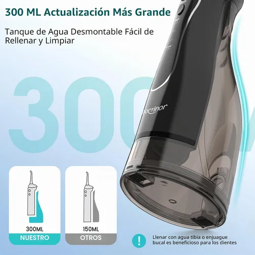 Vista 6 de Aetiovek Leominor - Hilo dental portátil para agua, 10.14 fl oz. irrigador oral actualizado con tanque removible, IPX7 resistente al agua, limpiador